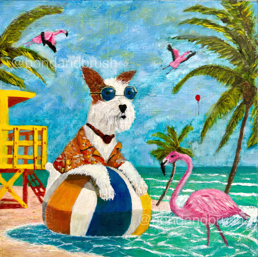 Miami Beach Escapes - Original 12x12 Oil Painting | Jack Russell Art