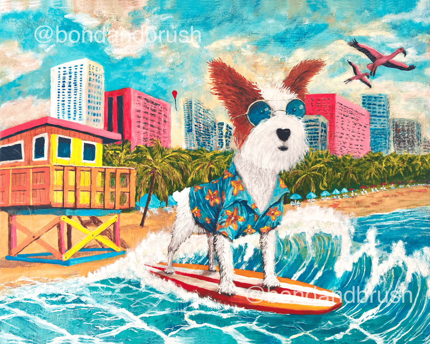 Surf's Up in Miami - Original 16x20 Oil Painting | Jack Russell Art