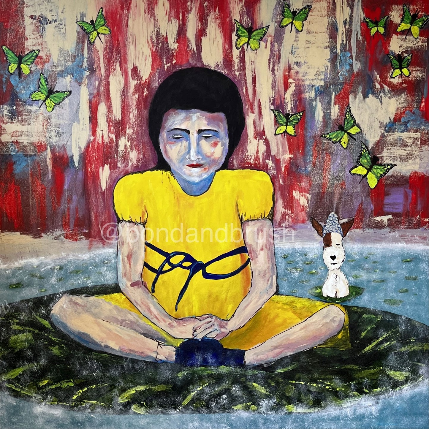 Meditation in Progress - Original 48x48 Acrylic Painting | Jack Russell Terrier Art